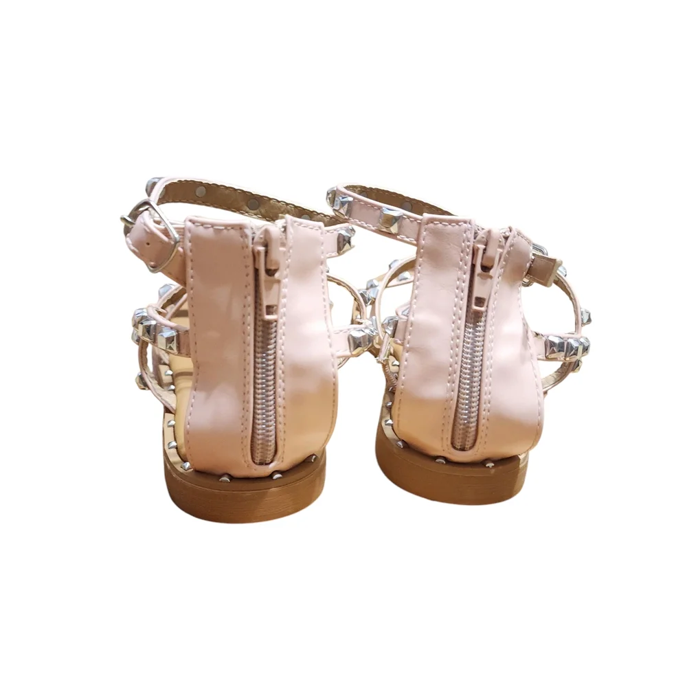 Tahari Cali Gladiator Shimmer Pink Studded Girls Sandals Size 2